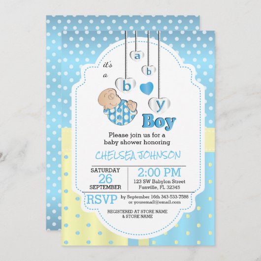 Das ist ein Baby | Niedlich Blue Baby Einladung (Vorne/Hinten)