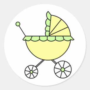 Das ist ein Baby! Yellow Green Baby Carriage Runder Aufkleber