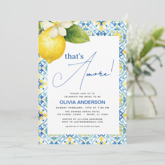 Das ist ein eher italienisches Lemon Blue Tile Bra Einladung (Stehend Vorderseite)