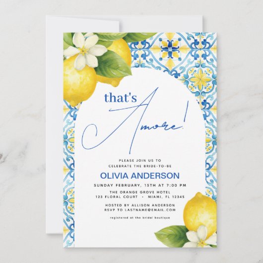 Das ist ein eher italienisches Lemon Blue Tile Bra Einladung (Vorderseite)