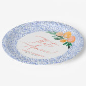 Das ist ein eher orangefarbenes italienisches blau pappteller (Schrägansicht)