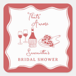 Das ist ein eher rotes italienisches Pizza Brautpa Quadratischer Aufkleber