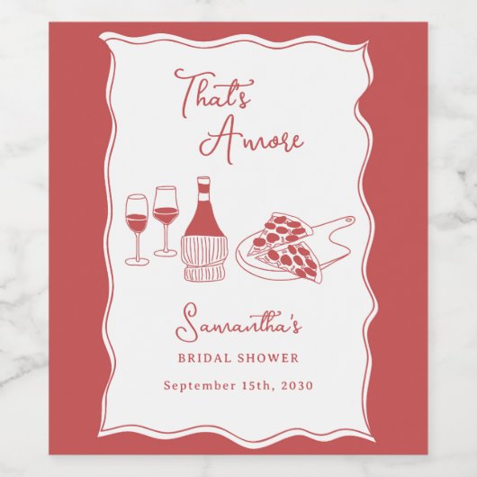 Das ist ein eher rotes italienisches Pizza Brautpa Weinetikett (Einzelnes Label)