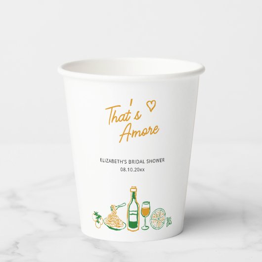 Das ist ein eher rustikales italienisches Brautpar Pappbecher (Rückseite)