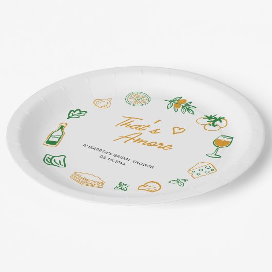 Das ist ein eher rustikales italienisches Brautpar Pappteller (Schrägansicht)