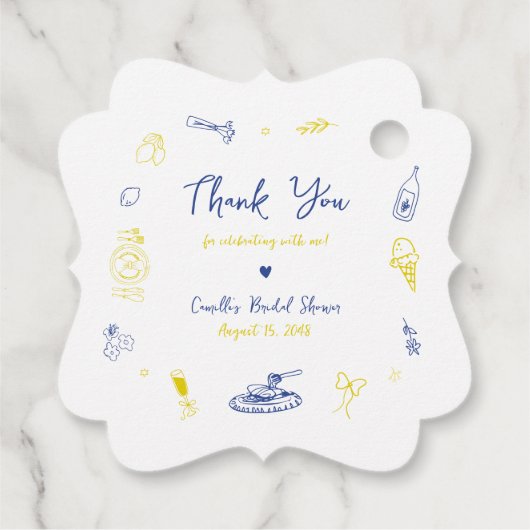 Das ist ein handgezeichnetes italienisches Brautpa Geschenkanhänger (Rückseite)