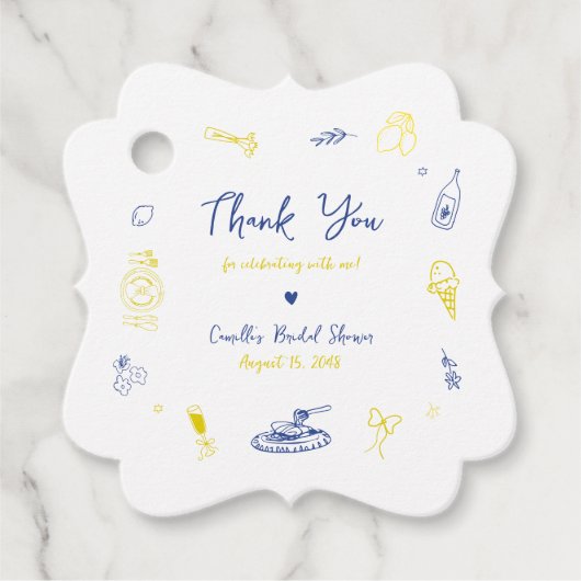 Das ist ein handgezeichnetes italienisches Brautpa Geschenkanhänger (Vorderseite)