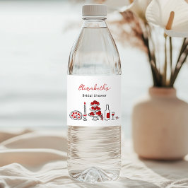 Das ist ein handgezeichnetes italienisches Rotes B Wasserflaschenetikett