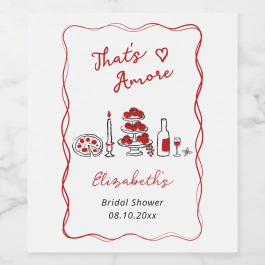 Das ist ein handgezeichnetes italienisches Rotes B Weinetikett (Einzelnes Label)