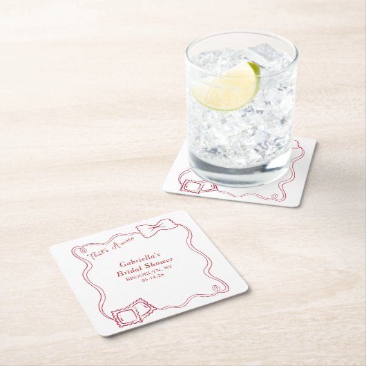 Das ist ein handgezogenes Pasta Italien Brautparty Rechteckiger Pappuntersetzer (Vor Ort)