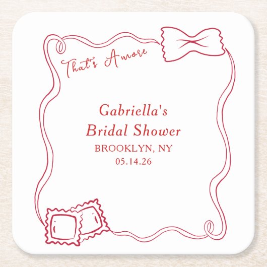 Das ist ein handgezogenes Pasta Italien Brautparty Rechteckiger Pappuntersetzer (Vorderseite)