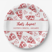 Das ist ein handgezogenes Pizza-Party-Brautparty Pappteller (Vorderseite)