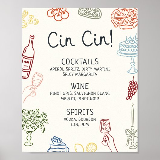Das ist ein Illustrierteres Bar-Menü Poster (Vorne)