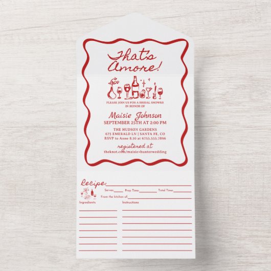 Das ist ein italienischeres Theme-Brautparty All In One Einladung (Innen Boden)