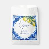 Das ist ein italienisches Brautparty aus blauem Fl Geschenktütchen (Vorderseite)