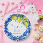 Das ist ein italienisches Brautparty aus blauem Fl Pappteller (Party)