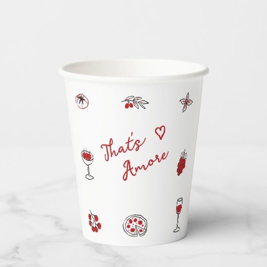 Das ist ein italienisches Food Red Brautparty Pappbecher (Rückseite)