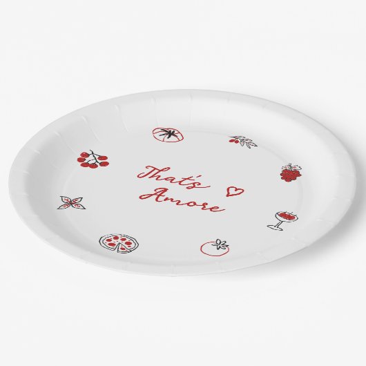 Das ist ein italienisches Food Red Brautparty Pappteller (Schrägansicht)