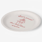 Das ist ein italienisches handgezeichnetes rotes B Pappteller (Schrägansicht)