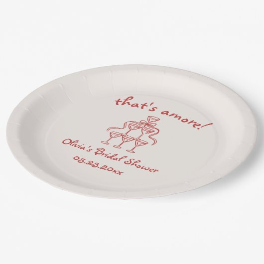 Das ist ein italienisches handgezeichnetes rotes B Pappteller (Schrägansicht)