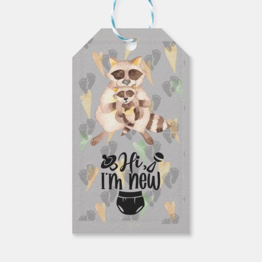 Das ist ein Junge! Baby Raccoon Geschenkmarke Geschenkanhänger (Rückseite)