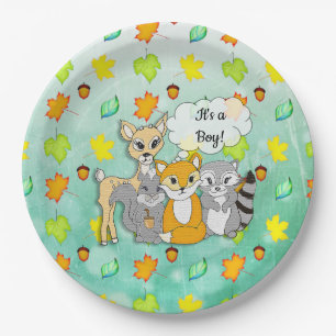 Das ist ein Junge! Baby Shower Forest Animals (tex Pappteller
