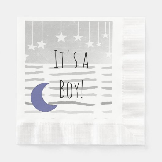 Das ist ein Junge! Baby Shower Star und Moon Theme Serviette (Vorderseite)