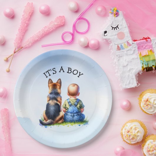 Das ist ein Junge! | Babydusche Pappteller (Party)