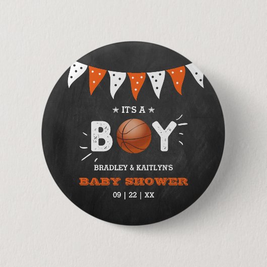 Das ist ein Junge! Basketball-Kinderdusche Button (Vorderseite)