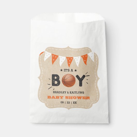 Das ist ein Junge! Basketball-Kinderdusche Geschenktütchen (Vorderseite)