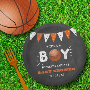 Das ist ein Junge! Basketball-Kinderdusche Pappteller