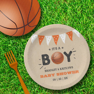 Das ist ein Junge! Basketball-Kinderdusche Pappteller