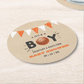 Das ist ein Junge! Basketball-Kinderdusche Runder Pappuntersetzer (Angewinkelt)