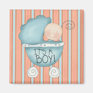 Das ist ein Junge! Blue Baby Buggy Magnet