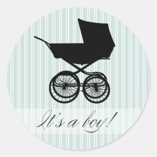 Das ist ein Junge! Blue Baby Buggy Sticker