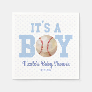 Das ist ein Junge! Blue Baseball Baby Dusche Serviette