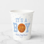 Das ist ein Junge! Blue Basketball Baby Dusche Pappbecher (Vorderseite)