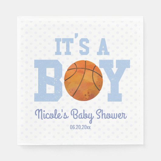 Das ist ein Junge! Blue Basketball Baby Dusche Serviette (Vorderseite)