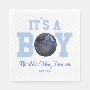 Das ist ein Junge! Blue Bowling Ball Baby Dusche Serviette