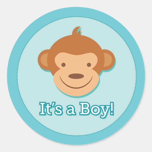 Das ist ein Junge! - Blue Monkey Stickers - Round (Vorderseite)