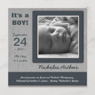 Das ist ein Junge! Blue Newborn Baby Birth Ankündi Ankündigung