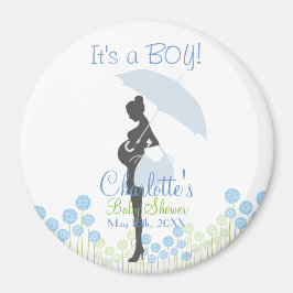 Das ist ein Junge! Blue Silhouette Baby Dusche Magnet