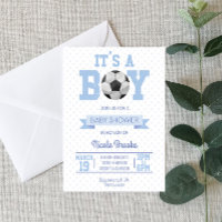 Das ist ein Junge! Blue Soccer Ball Baby Dusche