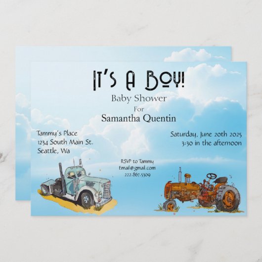 Das ist ein Junge! Einladung (Vorne/Hinten)