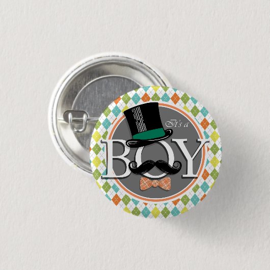 Das ist ein Junge! Farbenfrohe Raute Button (Vorne & Hinten)