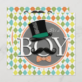 Das ist ein Junge! Farbenfrohe Raute Einladung (Vorne/Hinten)