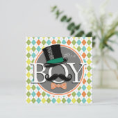 Das ist ein Junge! Farbenfrohe Raute Einladung (Stehend Vorderseite)