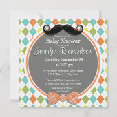 Das ist ein Junge! Farbenfrohe Raute Einladung (Rückseite)