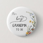 Das ist ein Junge! Farbenfrohe Wildblume Oma to be Button (Vorderseite)
