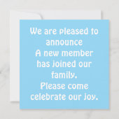 Das ist ein Junge! Flache Ankündigungskarte Ankündigung (Rückseite)